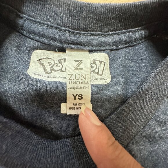Pokemon Zuni Sportswear Youth T-Shirt YS Navy Blue With Character Design - Picture 3 of 3
